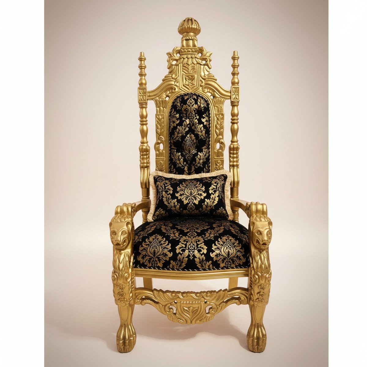 Pompöös by Casa Padrino luxury baroque throne chair in black and gold by Casa Padrino