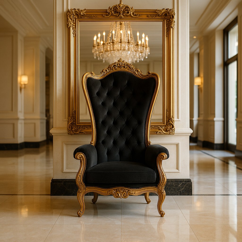 Throne chairs single Casa Padrino high backed armchair placed in a hotel lobby
