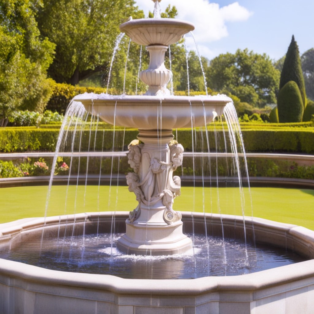 Baroque tiered fountain with a water jet ring by Casa Padrino