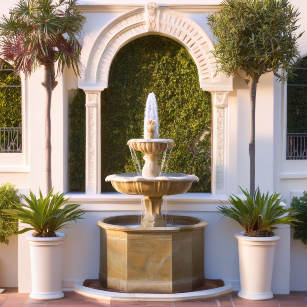 Wall fountain with a lion head spout by Casa Padrino