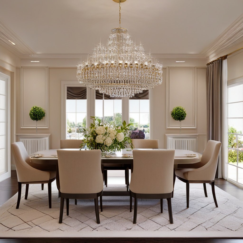 Muebles de lujo Bilbao: comedor elegante con lámpara de araña de Casa Padrino
