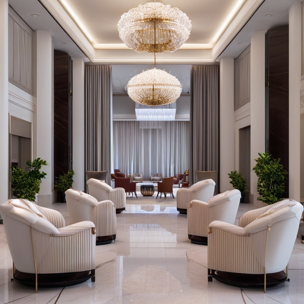 Muebles de lujo Madrid: lobby de hotel con sillones de diseño de Casa Padrino