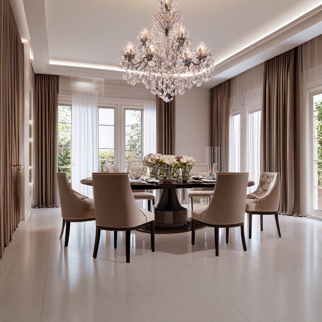 Muebles de lujo Málaga: comedor elegante con lámpara de araña de Casa Padrino