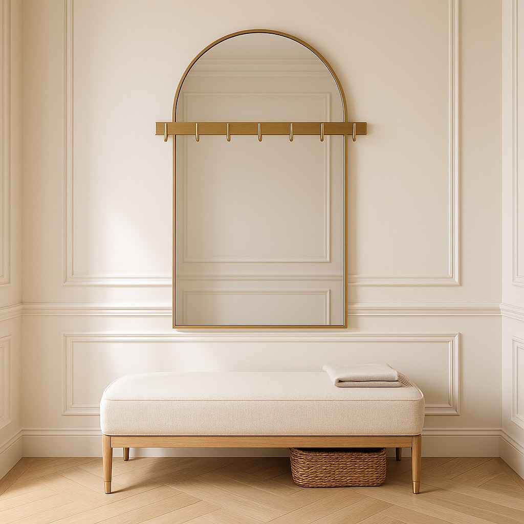 Banquette rembourrée sur mesure dans l'entrée de Casa Padrino