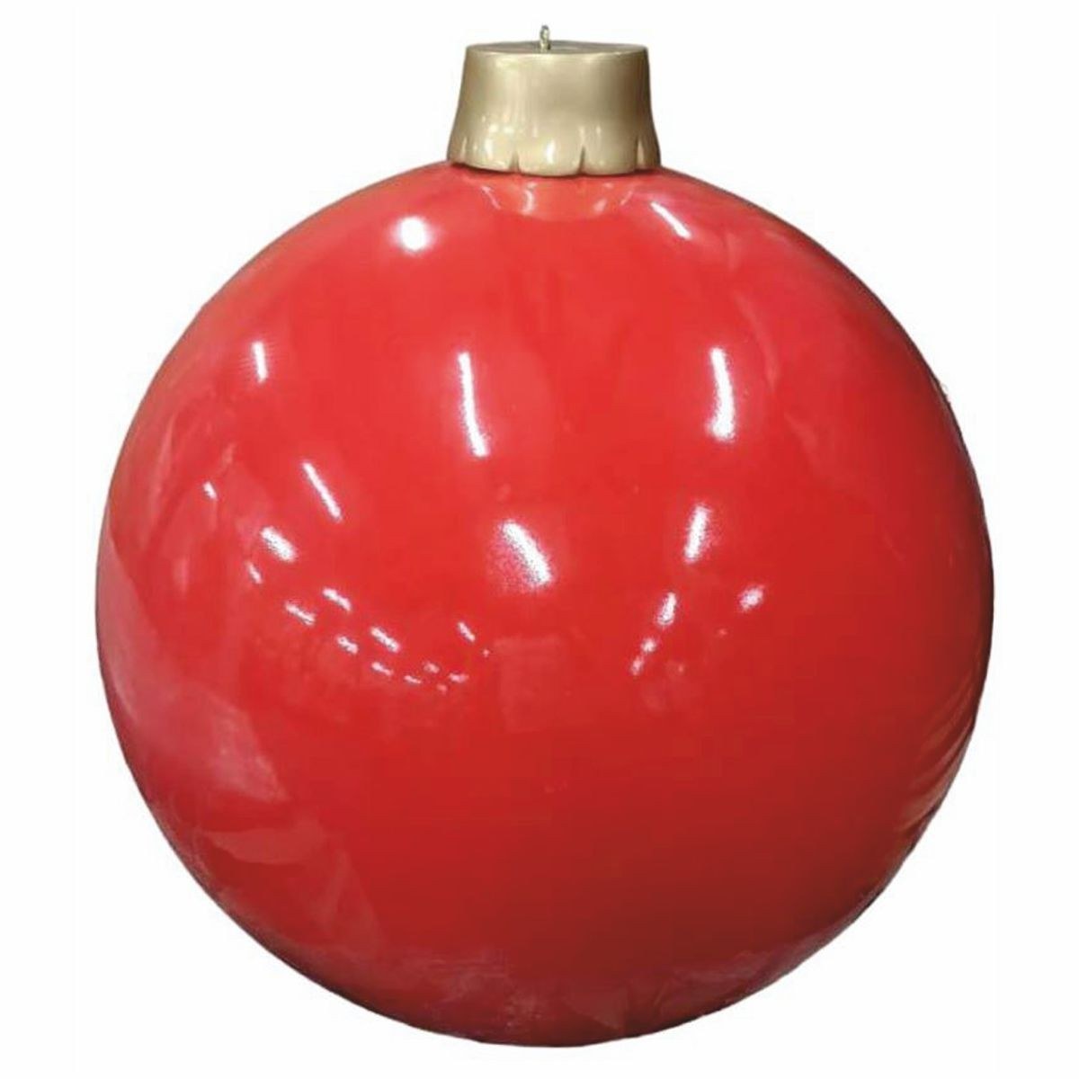 Décoration de Noël pour hôtel : boule de Noël géante rouge à coiffe dorée, diamètre 100 cm, Casa Padrino