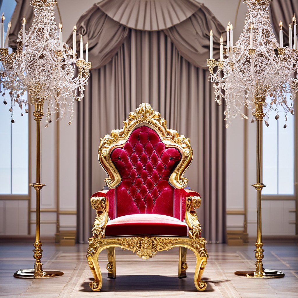 Fauteuil trône VIP en velours rouge comme place d'honneur lors d'un gala festif par Casa Padrino