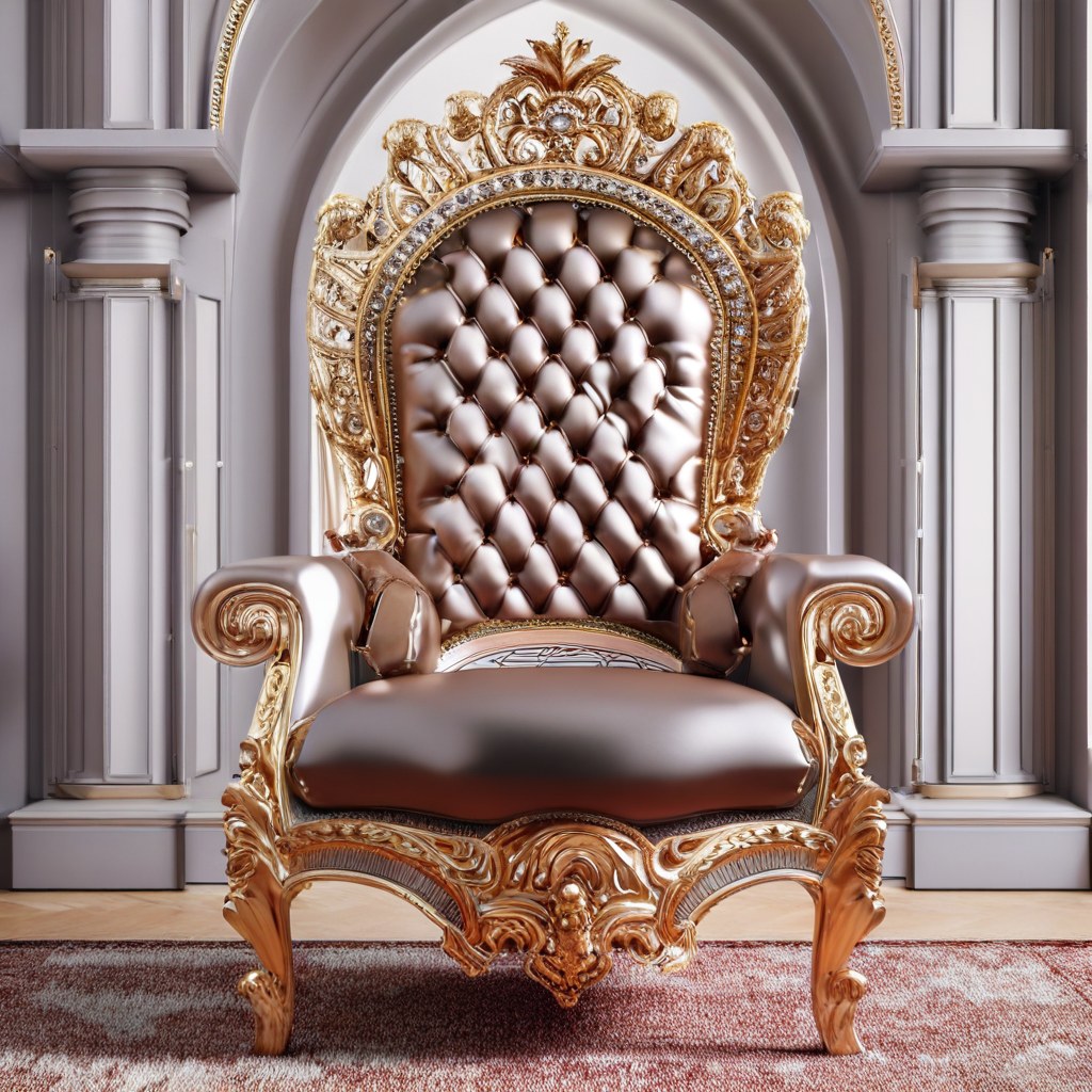 Somptueux fauteuil trône VIP doré comme fond photo lors d'un événement people par Casa Padrino