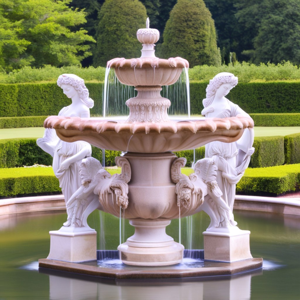 Détail des vasques d'une fontaine à étages par Casa Padrino