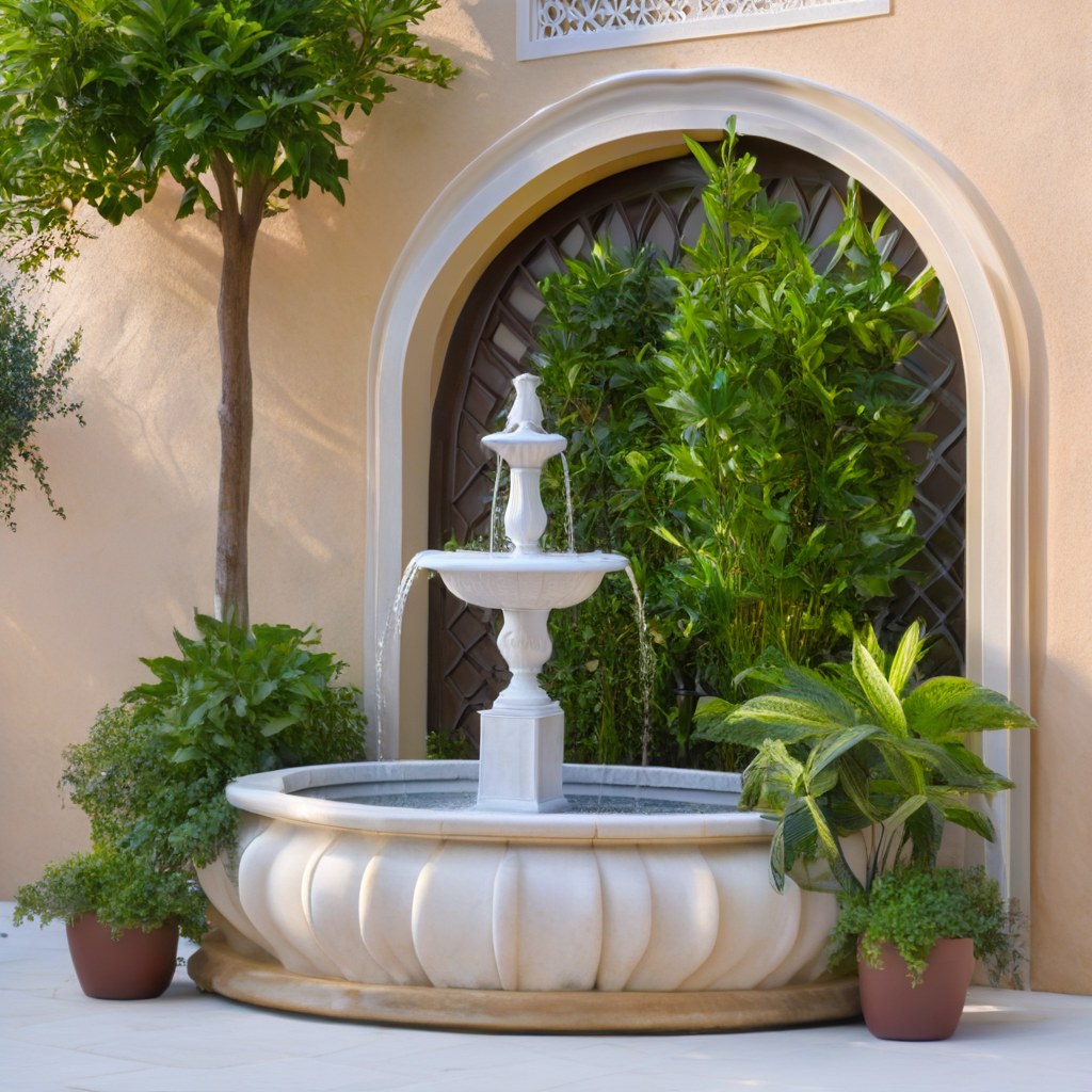 Détail d'une fontaine murale Art nouveau blanche par Casa Padrino