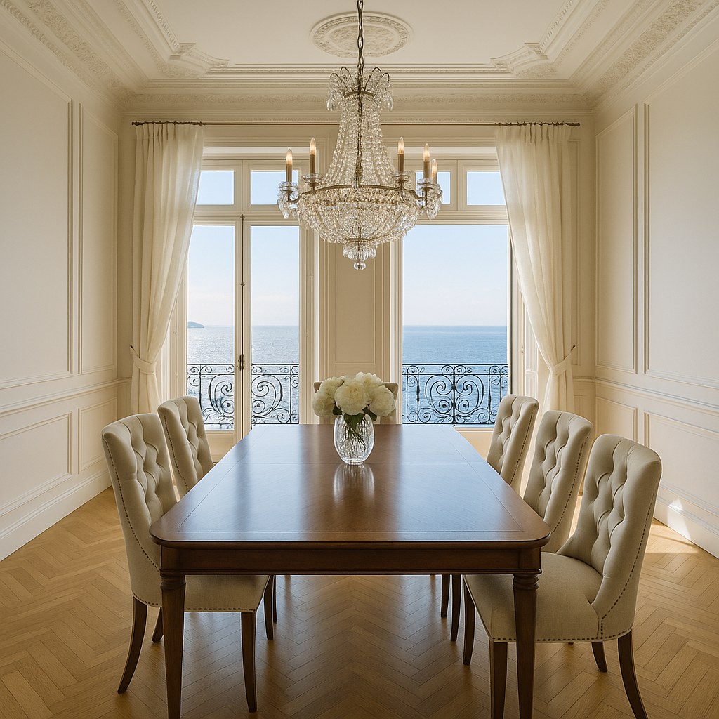 Meubles de luxe Beaulieu-sur-Mer salle à manger avec lustre en cristal de Casa Padrino