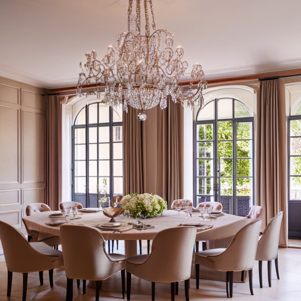 Meubles de luxe Bordeaux salle à manger avec lustre en cristal de Casa Padrino