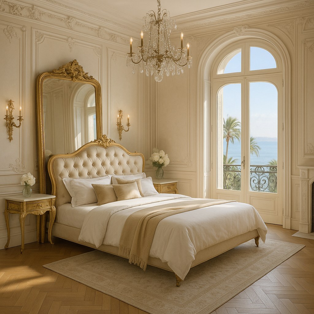 Meubles de luxe Cannes chambre baroque élégante dans un penthouse de Casa Padrino