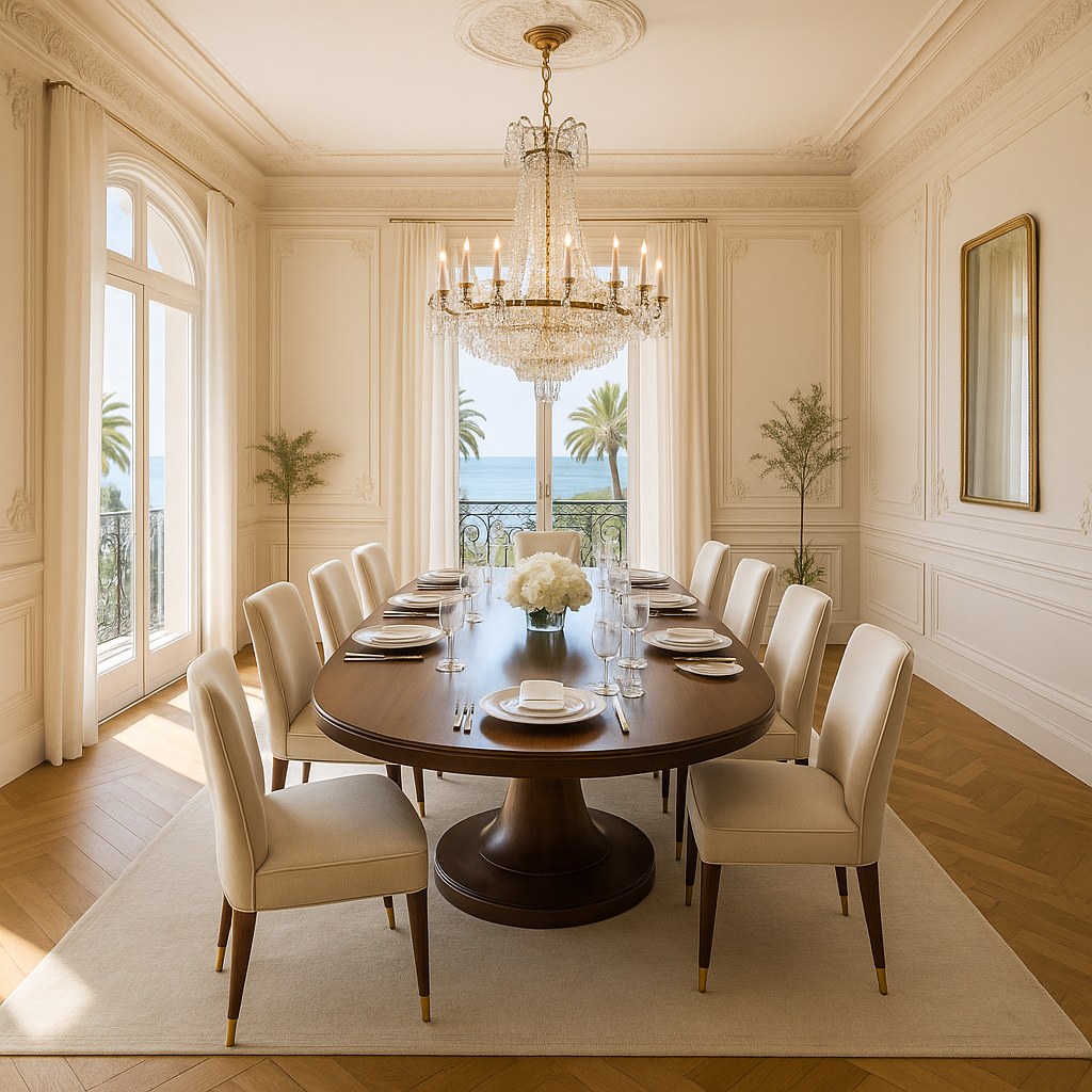 Meubles de luxe Cannes salle à manger avec lustre en cristal de Casa Padrino