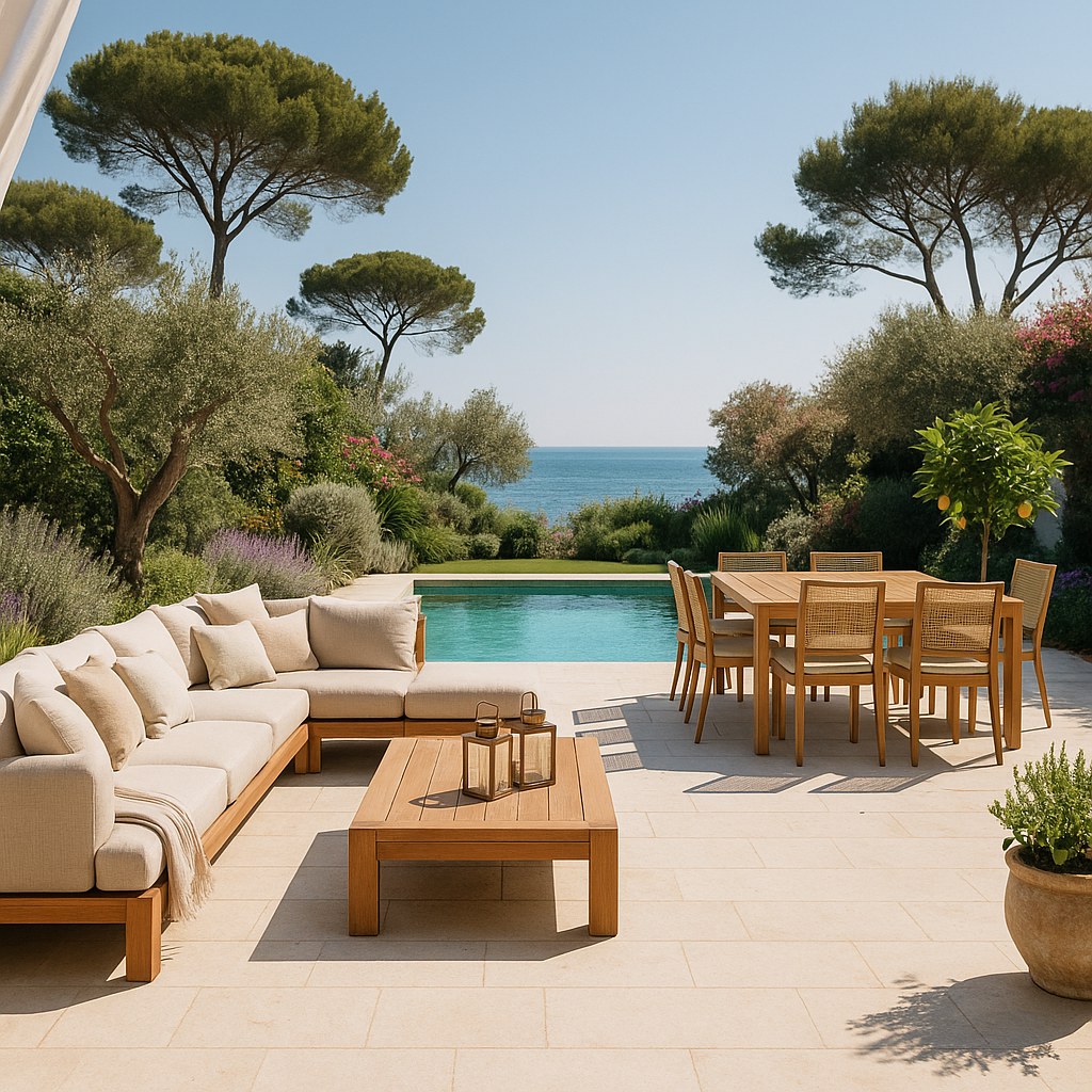 Meubles de luxe Cap d'Antibes terrasse de jardin en rotin de Casa Padrino