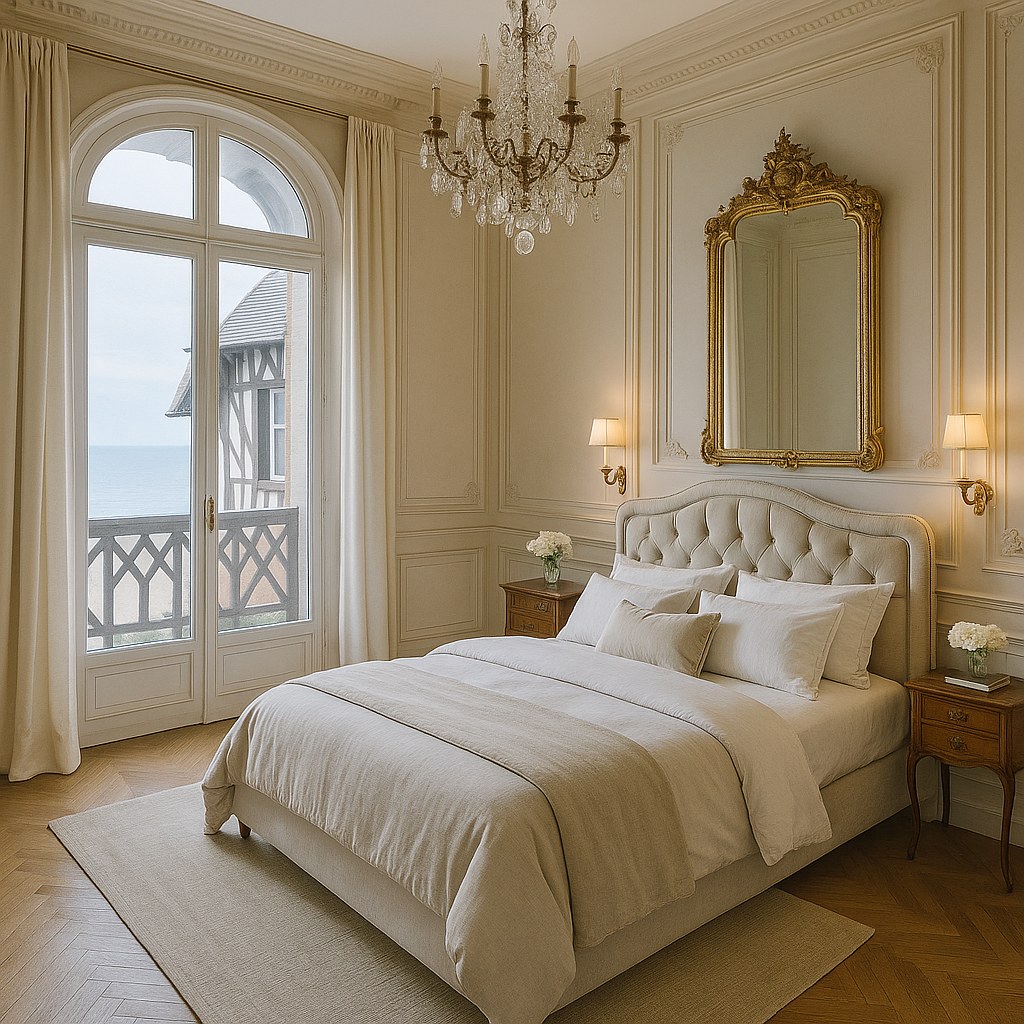 Meubles de luxe Deauville chambre élégante avec vue sur la mer de Casa Padrino