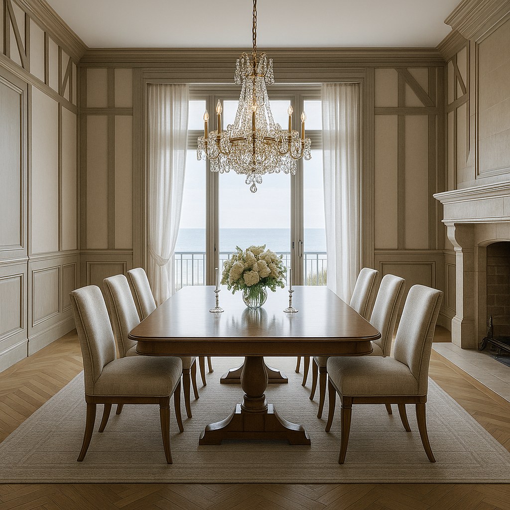 Meubles de luxe Deauville salle à manger avec lustre en cristal de Casa Padrino