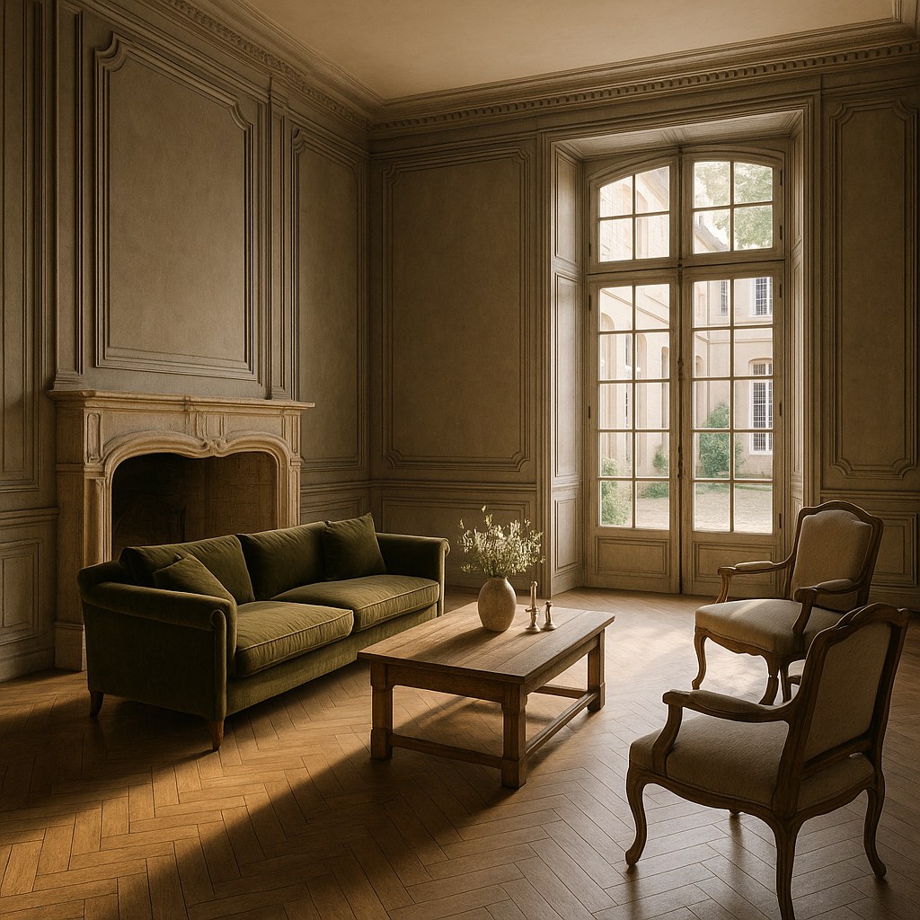 Meubles de luxe dans le Marais : salon d'hôtel particulier avec boiseries anciennes par Casa Padrino