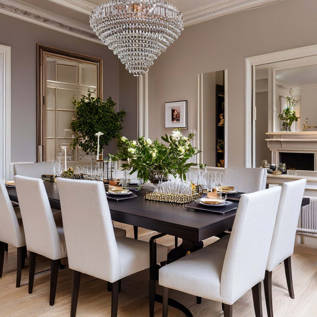 Meubles de luxe Lille salle à manger avec lustre en cristal de Casa Padrino