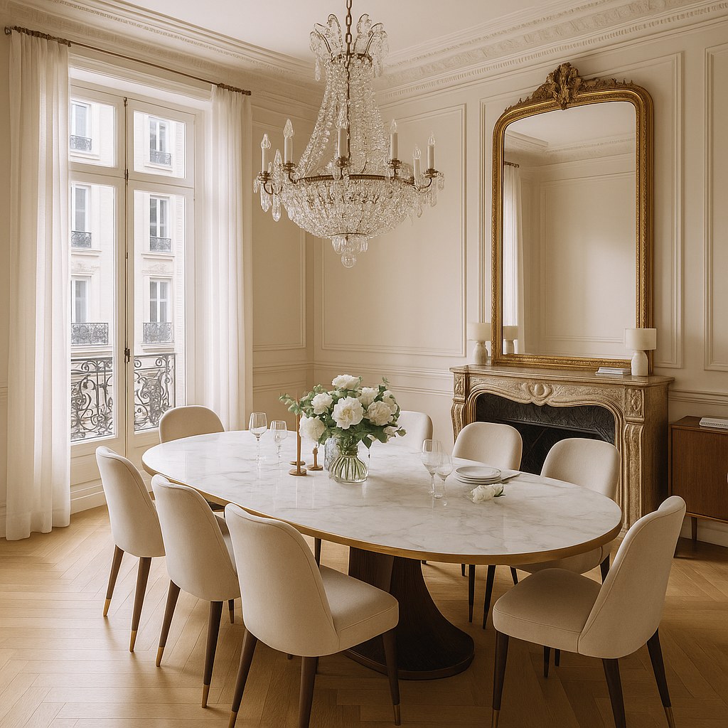 Meubles de luxe Lyon salle à manger avec lustre en cristal de Casa Padrino