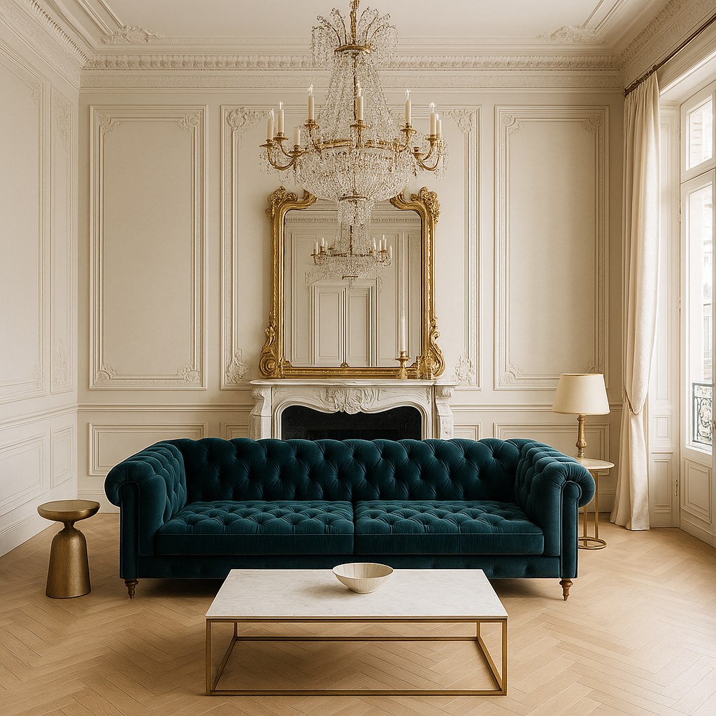 Meubles de luxe Lyon salon luxueux avec canapé en velours de Casa Padrino