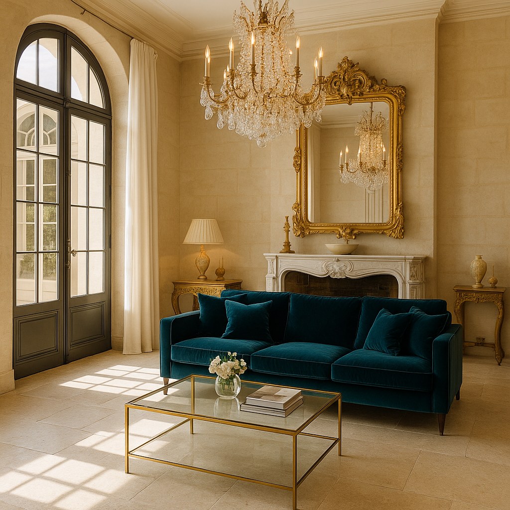 Meubles de luxe Marseille salon luxueux avec canapé en velours de Casa Padrino