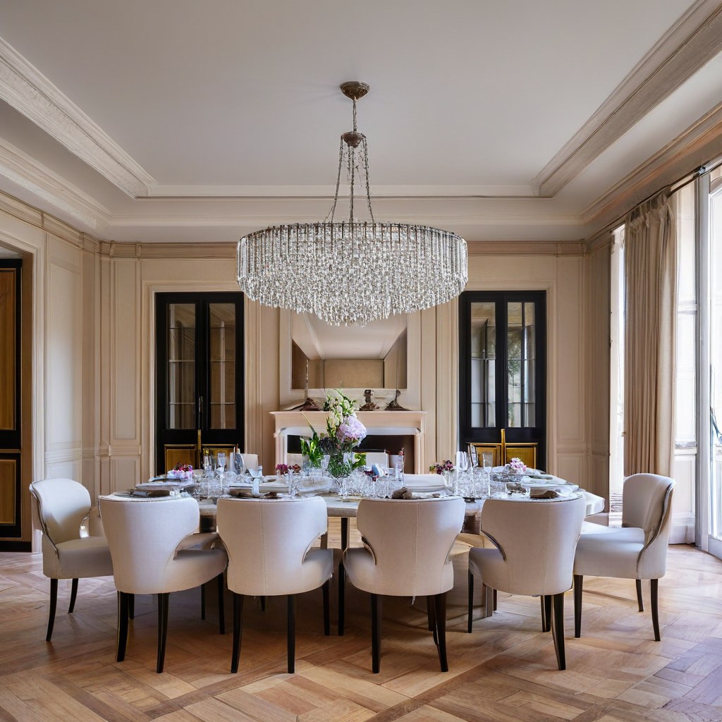 Meubles de luxe Montpellier salle à manger avec lustre en cristal de Casa Padrino