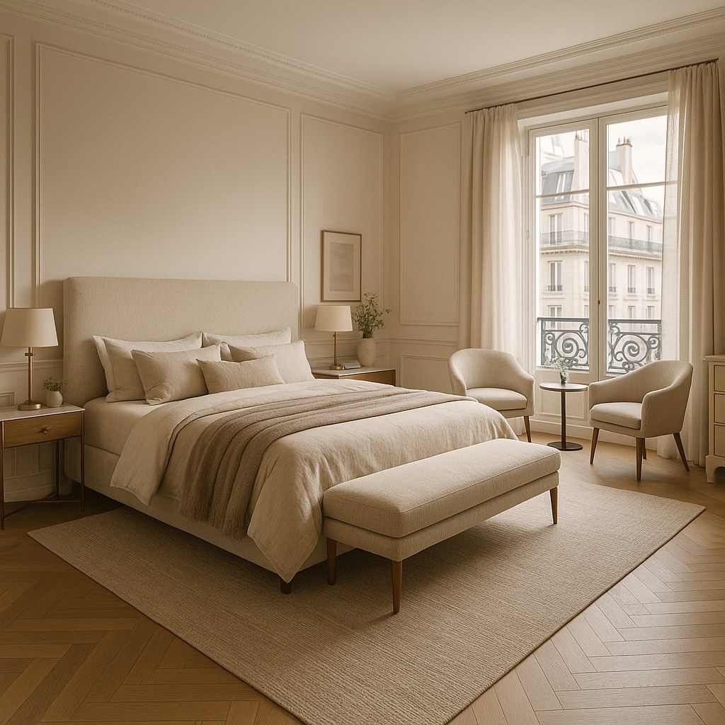 Meubles de luxe à Neuilly sur Seine : chambre parentale à l'étage par Casa Padrino