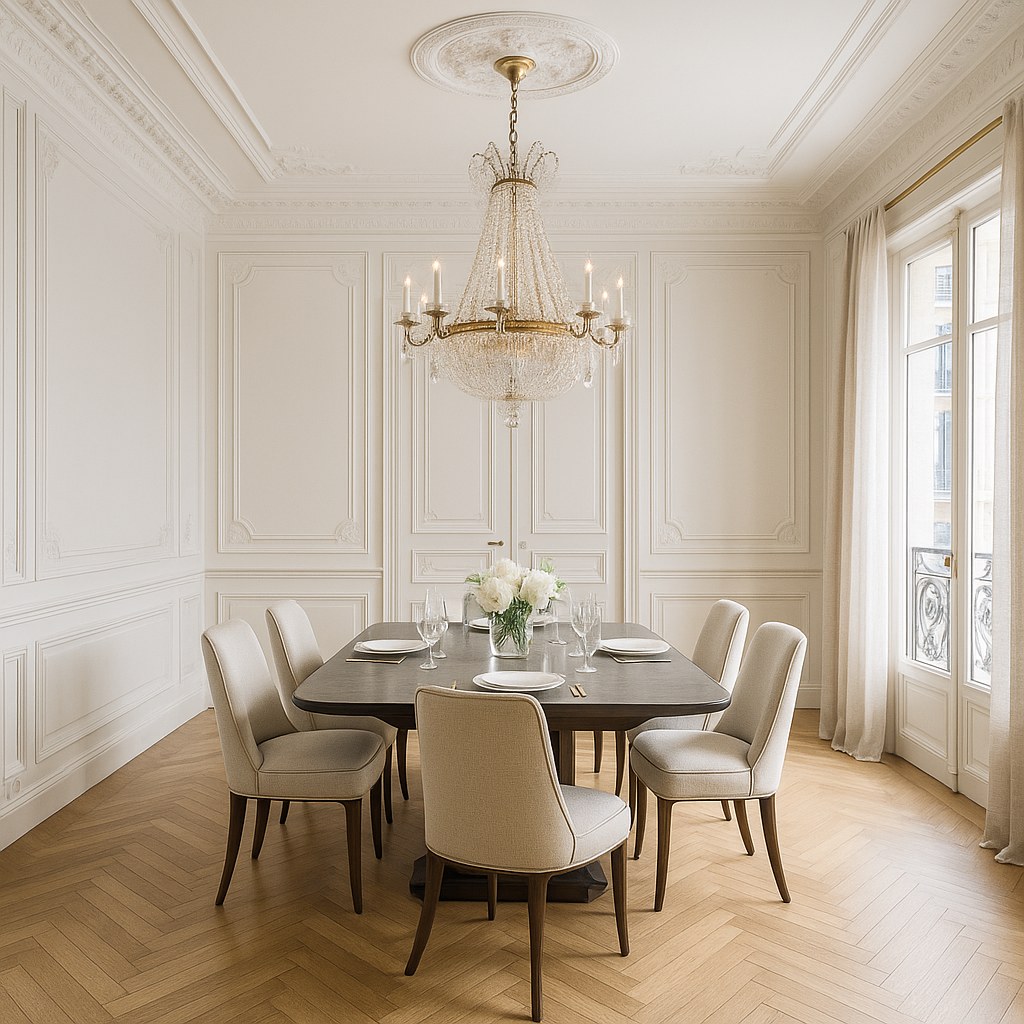 Meubles de luxe Paris salle à manger avec lustre en cristal de Casa Padrino