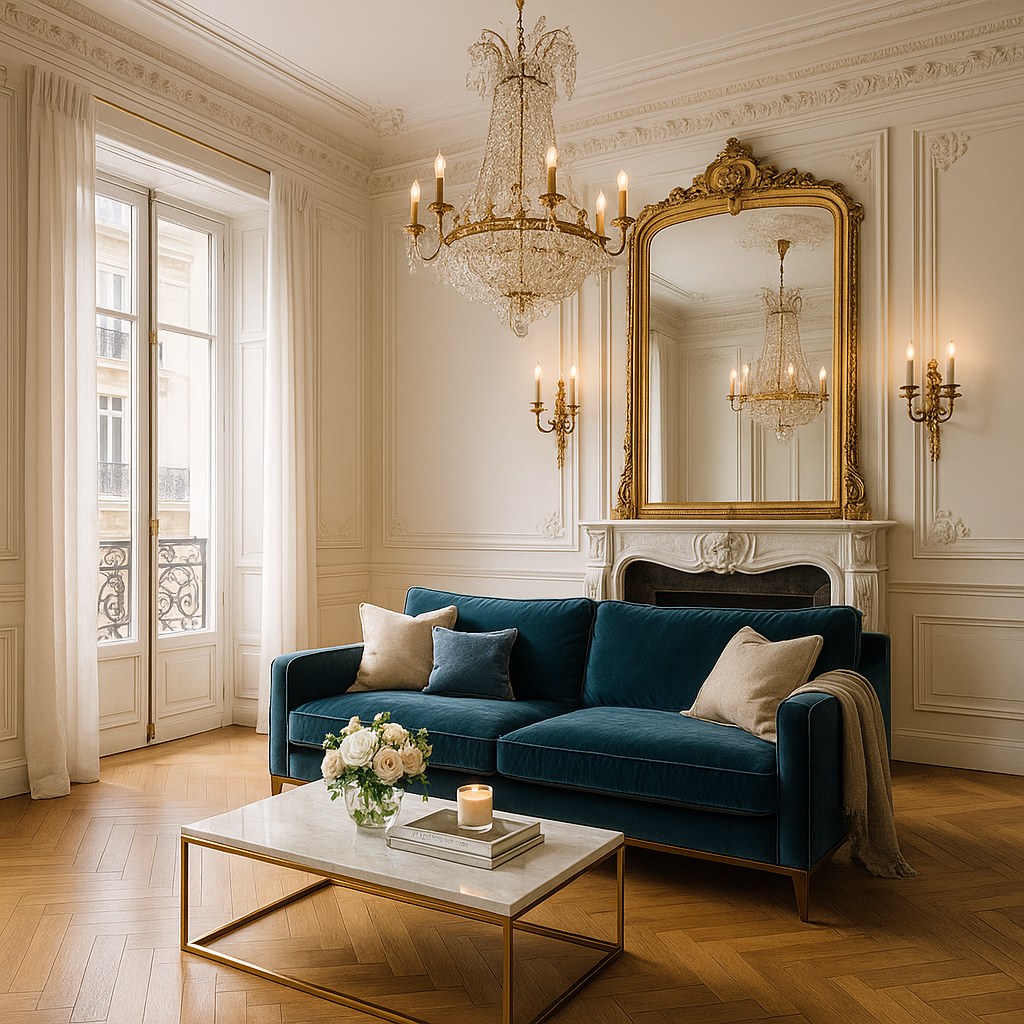 Meubles de luxe Paris salon luxueux avec canapé en velours de Casa Padrino