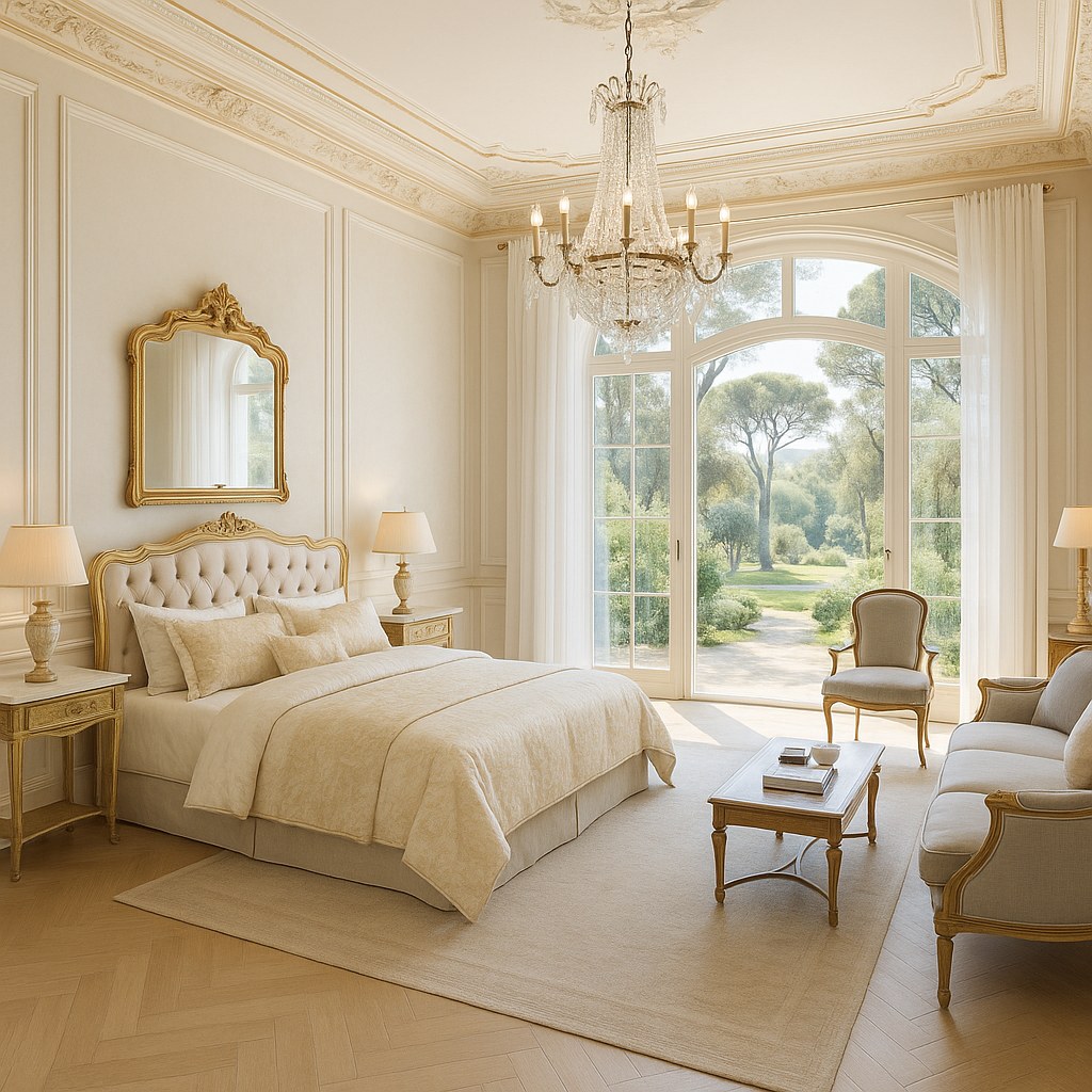 Meubles de luxe Roquebrune-Cap-Martin chambre élégante avec vue sur la mer de Casa Padrino