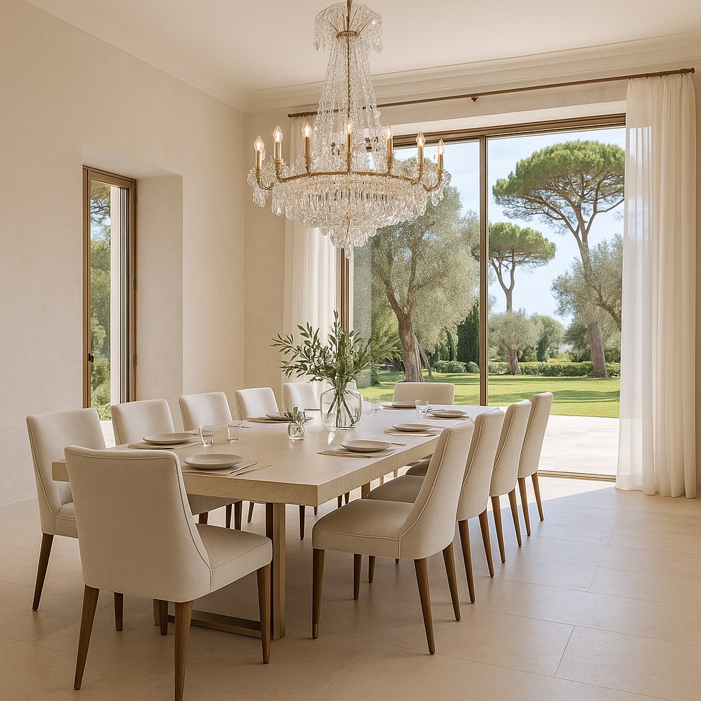 Meubles de luxe Roquebrune-Cap-Martin salle à manger d'apparat avec lustre en cristal de Casa Padrino