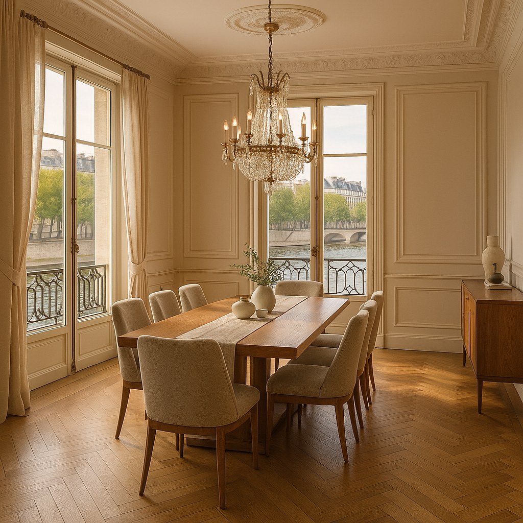 Meubles de luxe à Saint Germain des Prés : salle à manger près du quai Voltaire par Casa Padrino