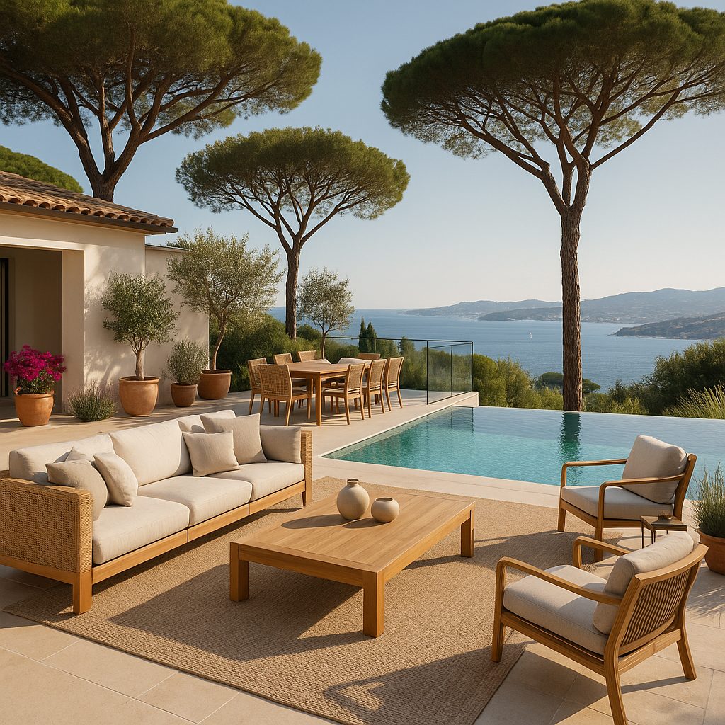 Meubles de luxe Saint-Tropez pool house avec mobilier d'extérieur de Casa Padrino