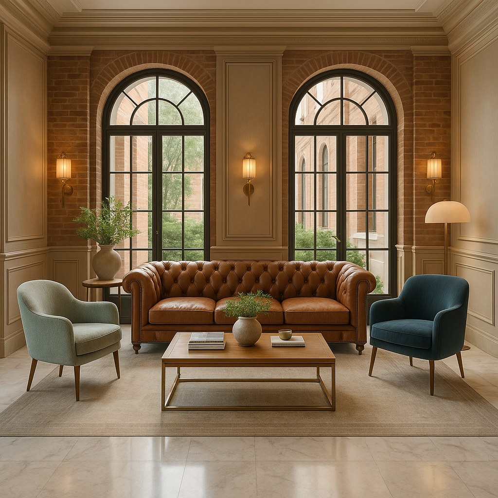 Meubles de luxe Toulouse hall d'hôtel avec fauteuils design de Casa Padrino