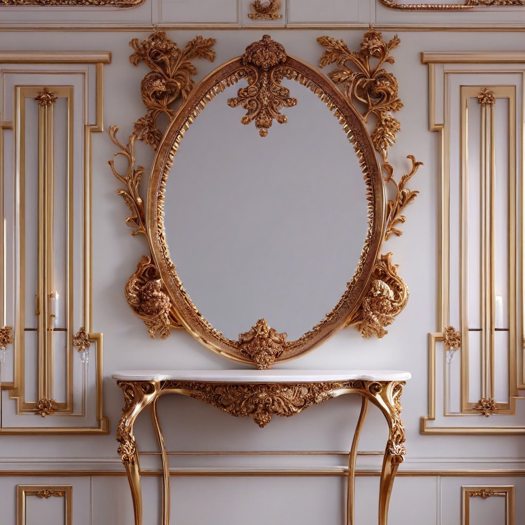 Miroir baroque au cadre doré dans un grand hall par Casa Padrino