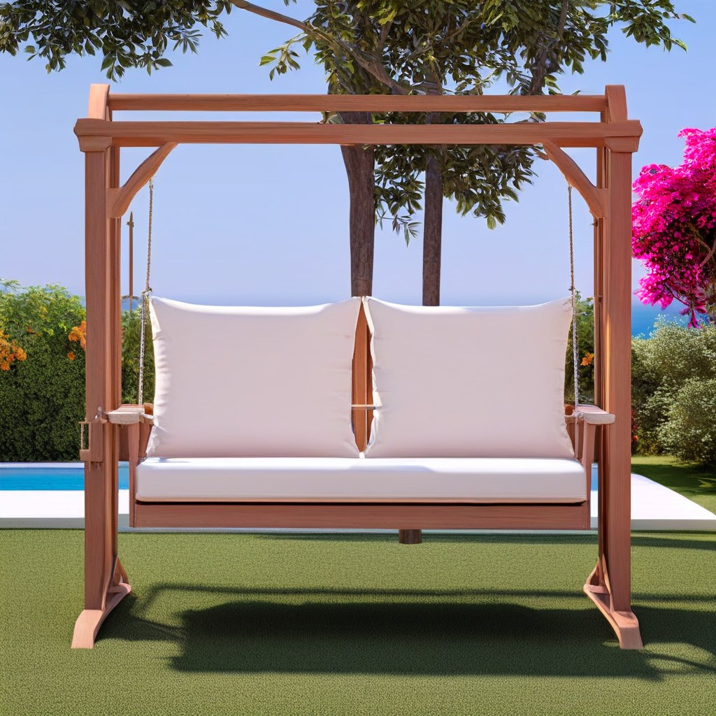 Dondolo da giardino 3 posti nell'ampio giardino di un castello di Casa Padrino