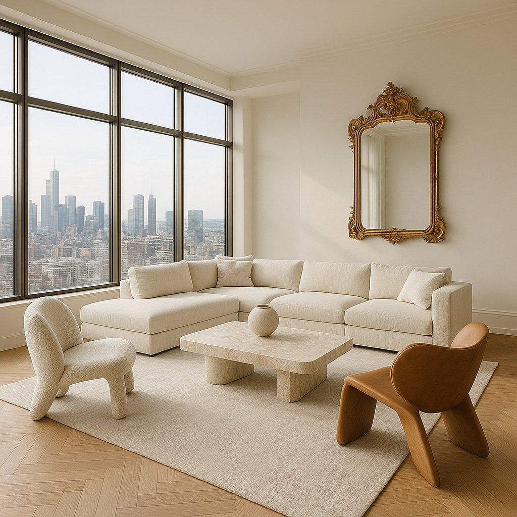 Mobili di lusso Napoli - attico zona giorno con mobili di design di Casa Padrino