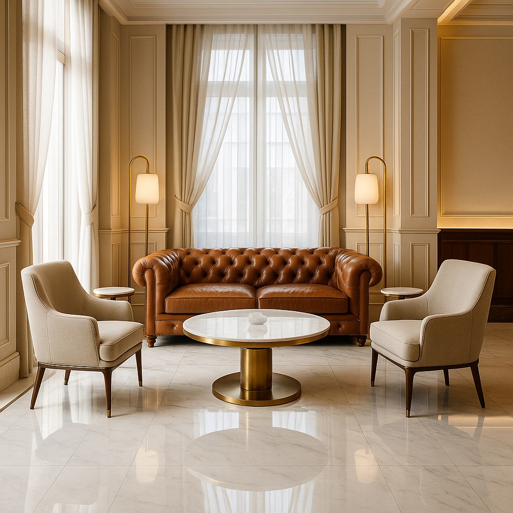 Mobili di lusso Napoli - lounge d'albergo con poltrone di design di Casa Padrino