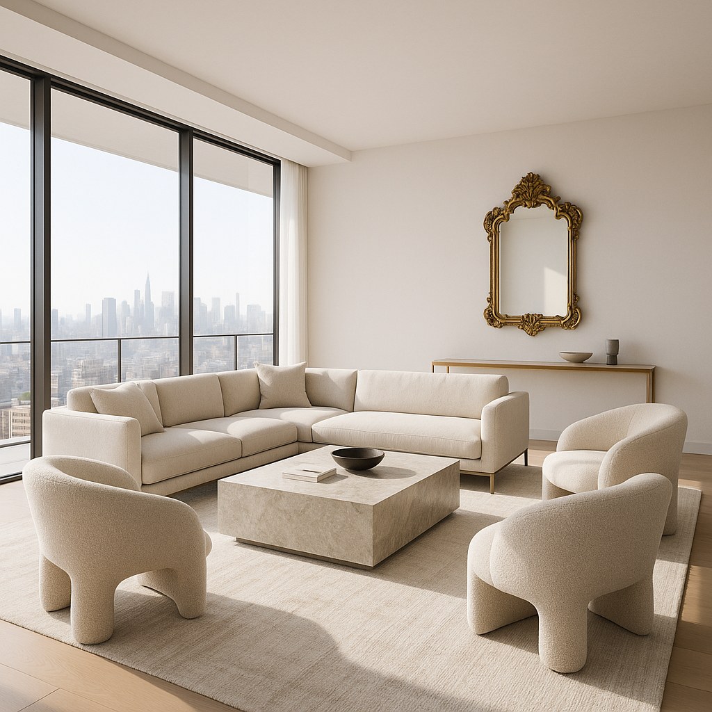 Mobili di lusso Roma - attico zona giorno con mobili di design di Casa Padrino