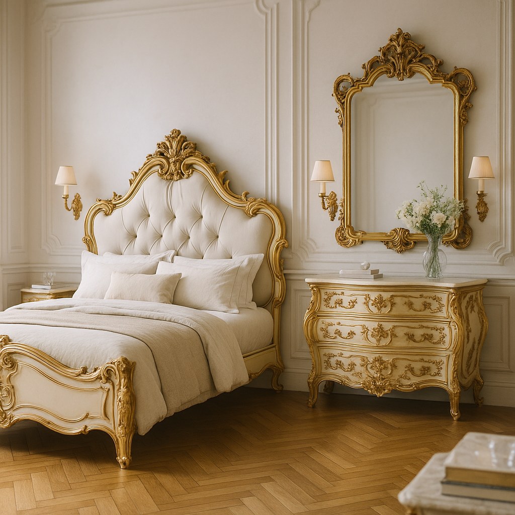 Mobili di lusso Roma - camera da letto barocca in villa di Casa Padrino