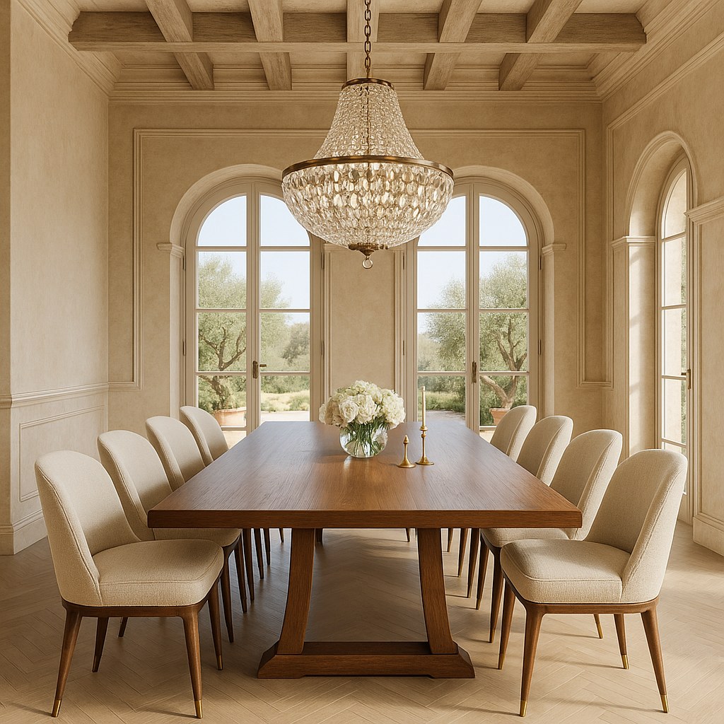 Mobili di lusso Roma - elegante sala da pranzo con lampadario di Casa Padrino