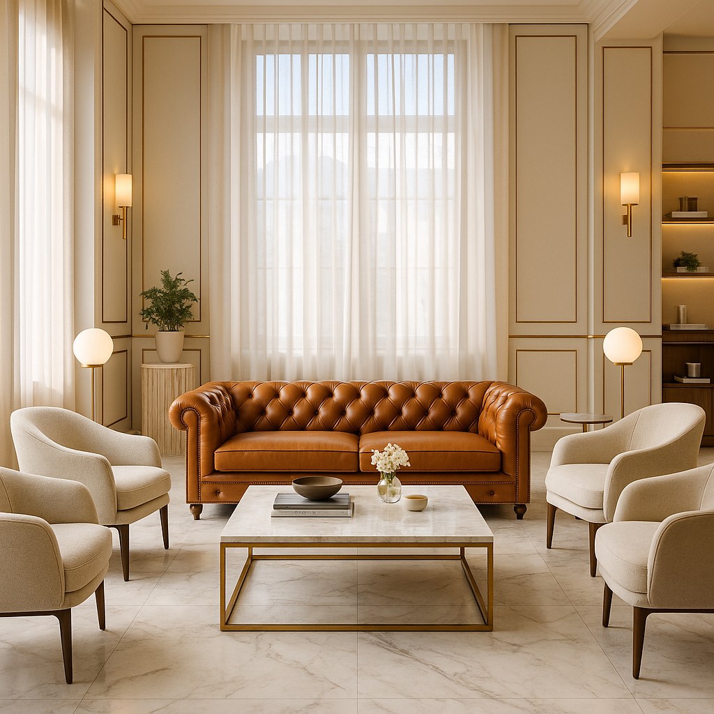 Mobili di lusso Roma - lounge d'albergo con poltrone di design di Casa Padrino