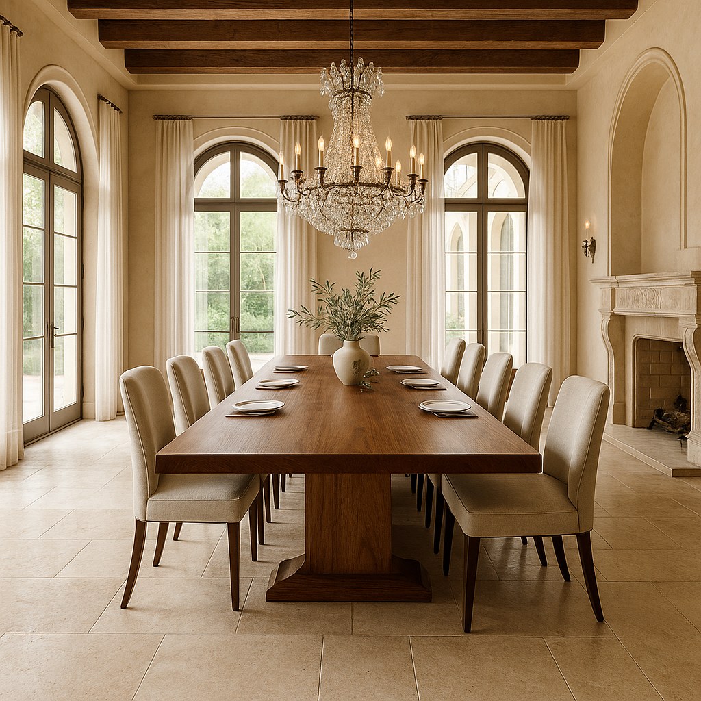 Mobili di lusso Torino - elegante sala da pranzo con lampadario di Casa Padrino