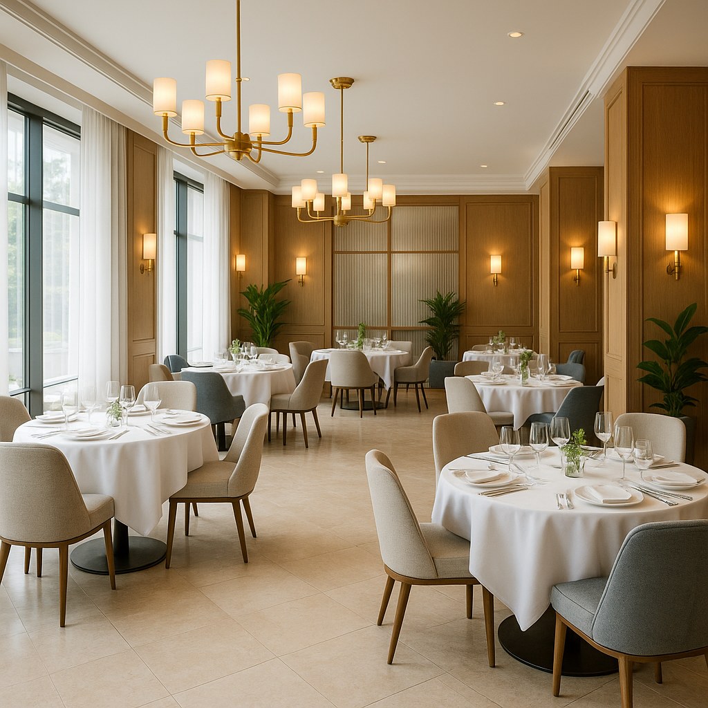Restauracja hotelowa z kompletnym wyposażeniem firmy wyposażającej hotele Casa Padrino