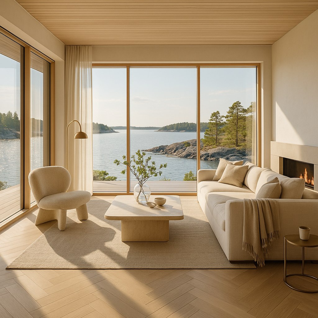 Lyxmöbler i en skärgårdsvilla vid vattnet utanför Stockholm från Casa Padrino