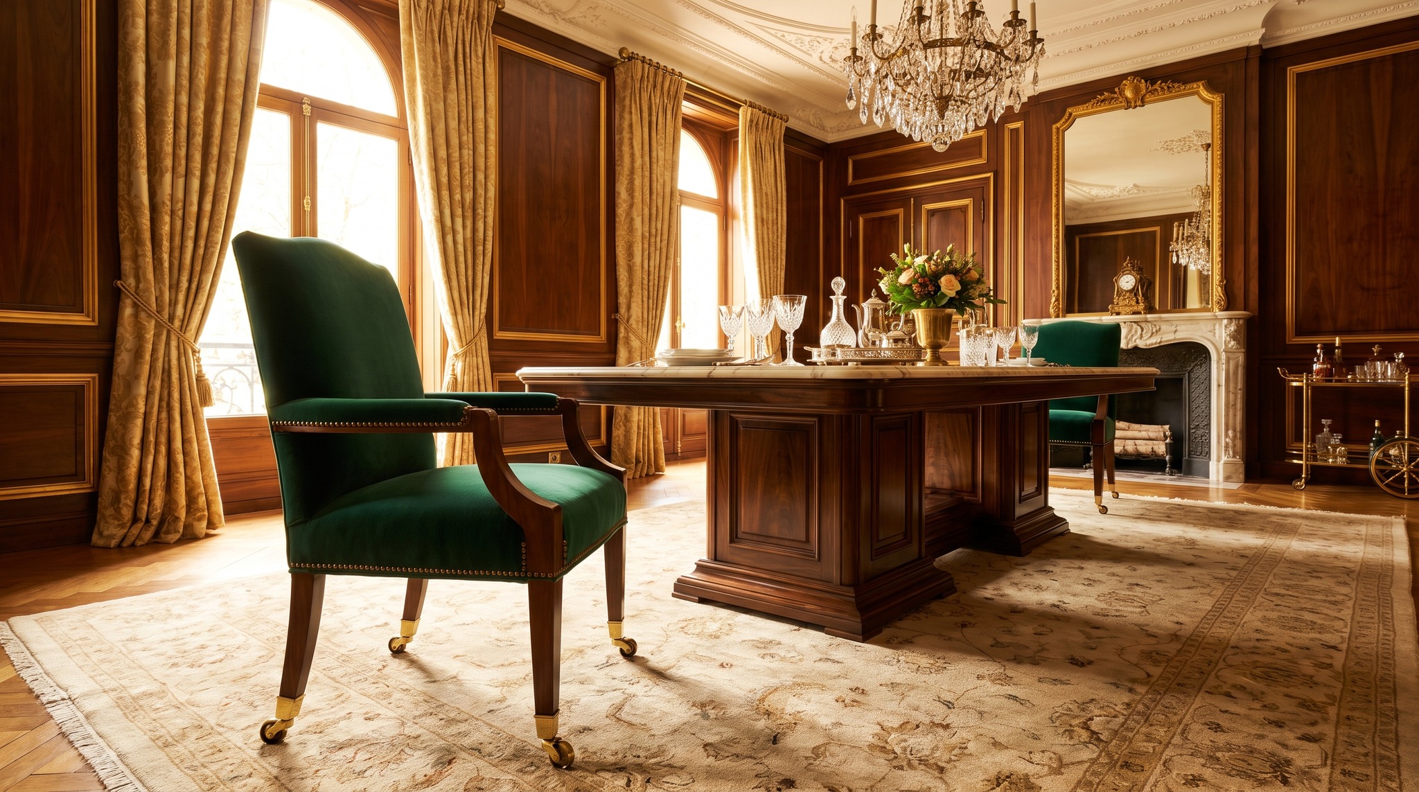 Silla con ruedas en la mesa de comedor: cuándo resulta práctica