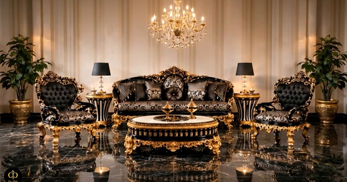 Luxus Barock Sofa Sets in Schwarz / Gold von Casa Padrino: prunkvolle Möbel für Salon und Hotel