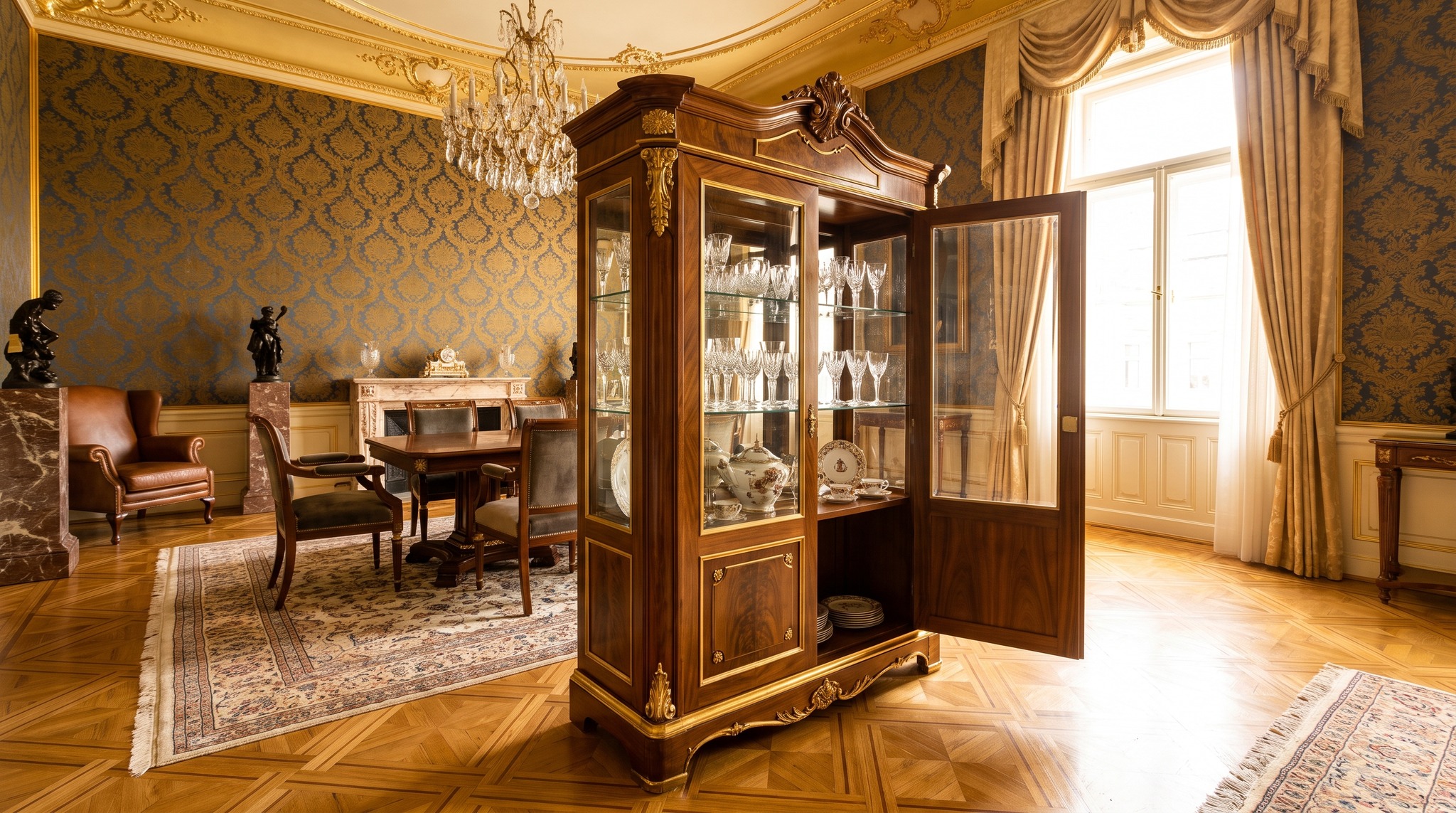 Vitrine avec portes vitrées : quelle distance du mur lors de l'ouverture