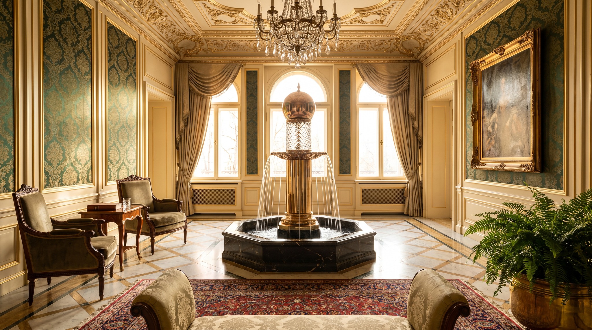 Wassersäule im Eingangsbereich: welche Höhe zur Decke passt