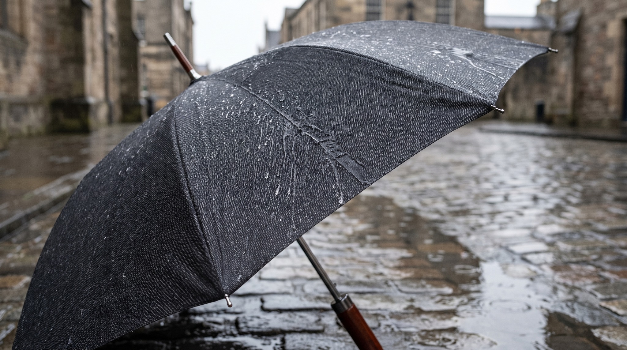 Umbrella Fabrics in the Rain: Polyester, Satin and Coated Materials